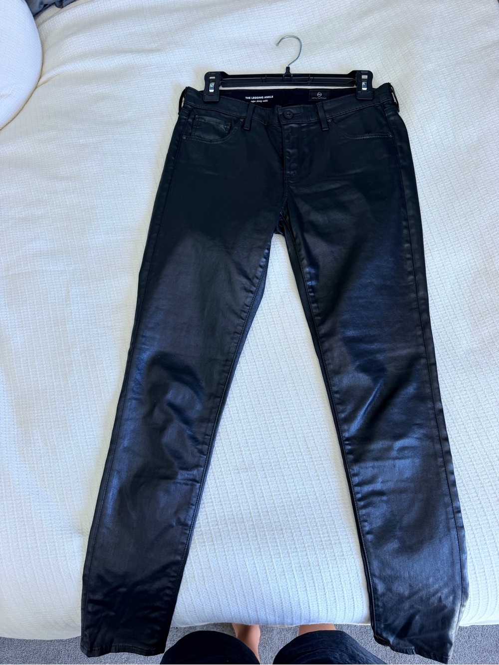AG Adriano Goldschmied Black Coated Skinny Jeans